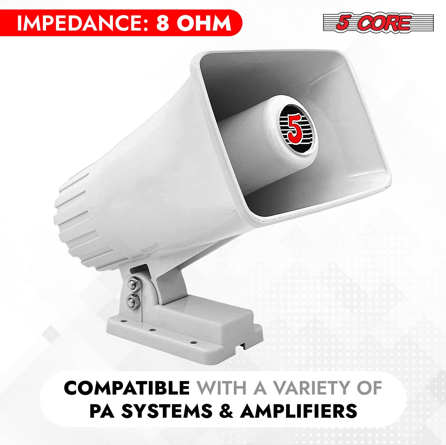 5 Core PA Speaker 6 x 4" 50W Bull Horn Loud Audio Outdoor Speakers System 8Ohm Reflex Megaphone