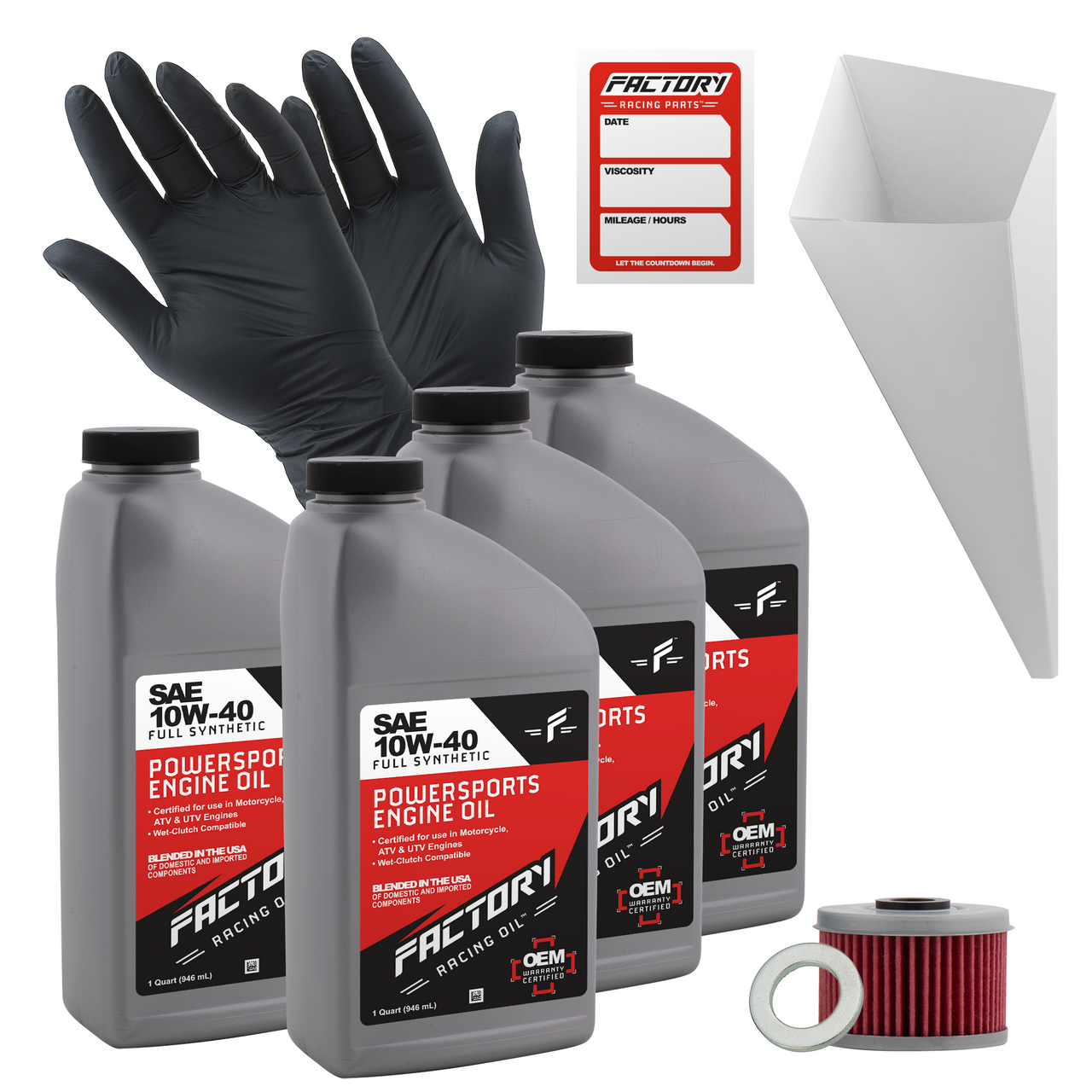 10W-40 4 Quart Oil Change Kit For Honda TRX420FPE Fourtrax Rancher 4x4 ES