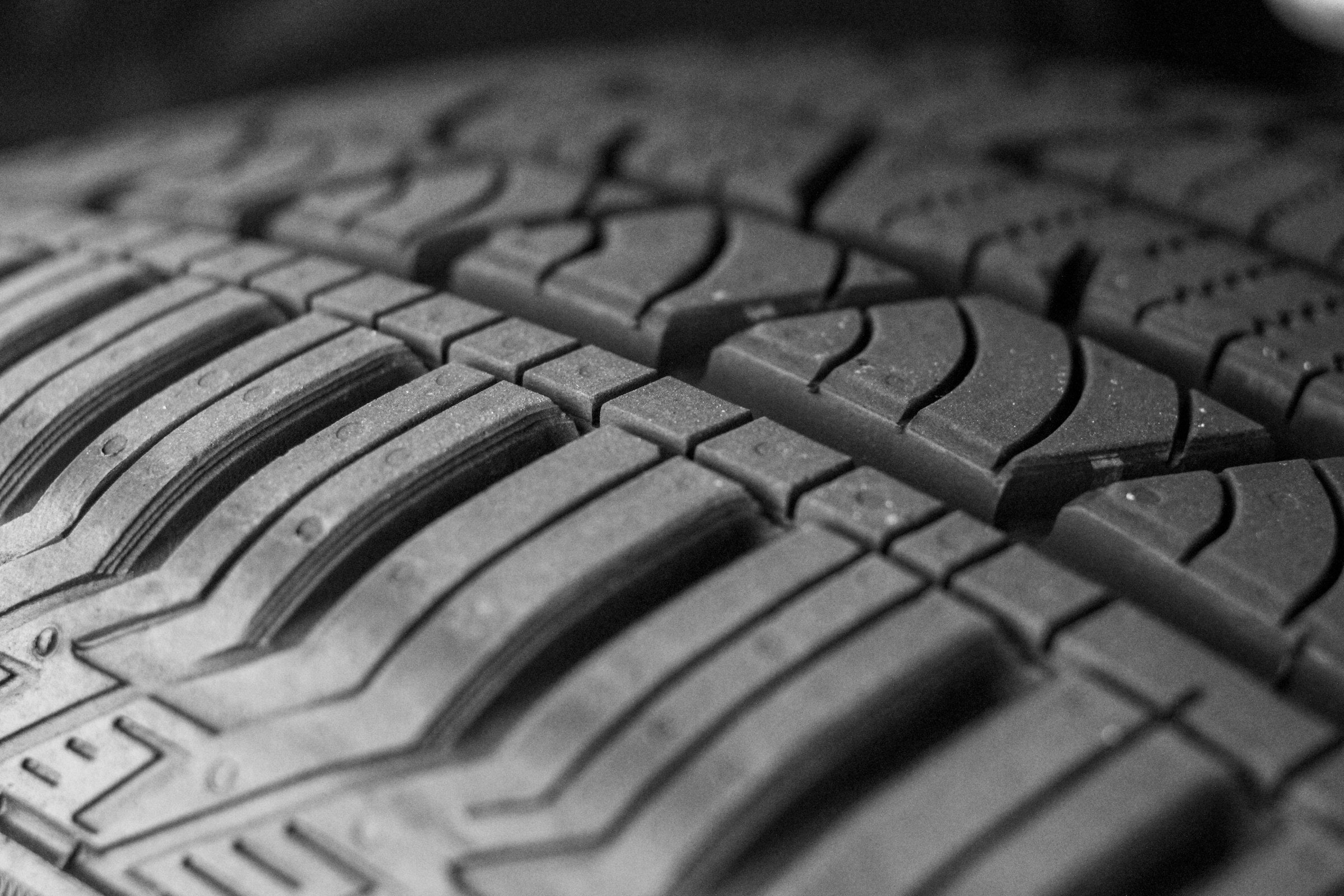 Close-up of a new tire tread
